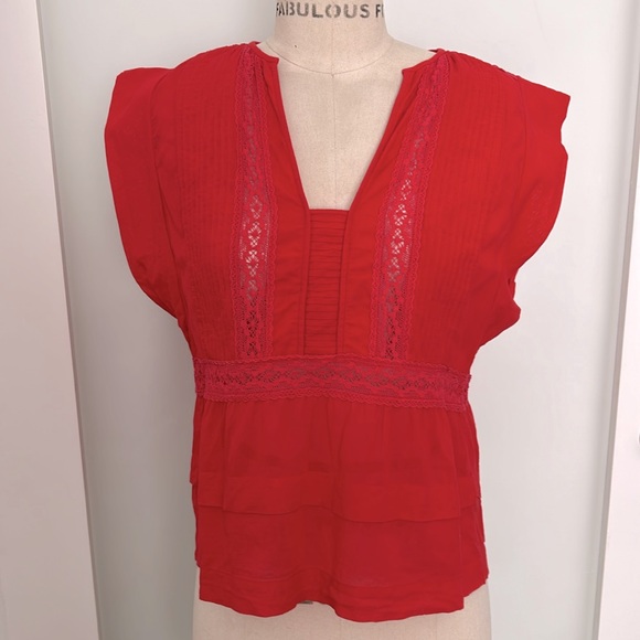 Isabel Marant etoile red lace blouse size 38 or 6 - Picture 2 of 11